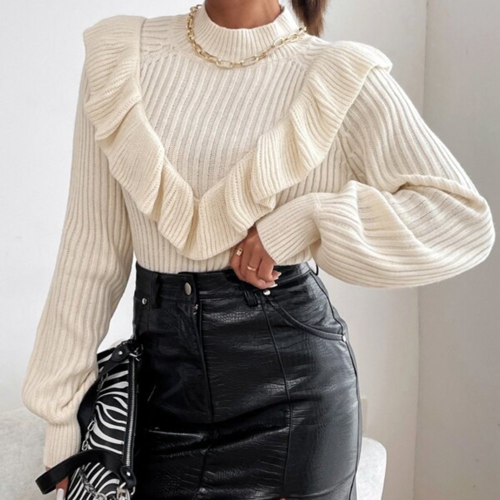 Contemporary Ruffle Trim Sweater Top - Picture 6 of 8